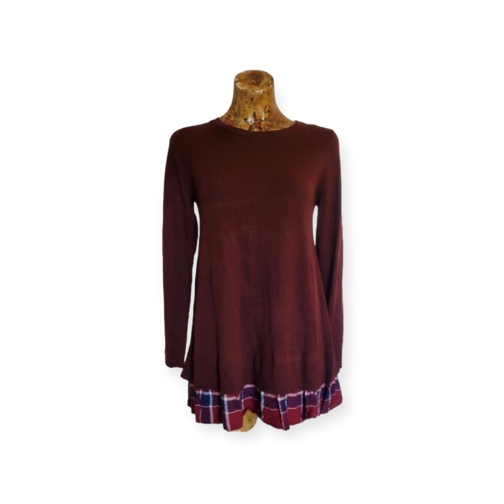 Staccato top plaid small long sleeve